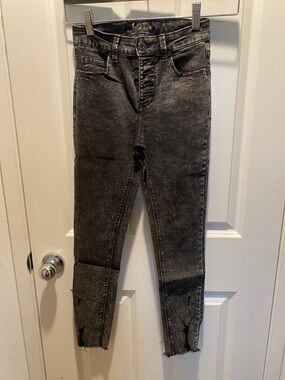 Indigo Rein Distressed Charcoal High-Rise Skinny Jeans with Raw Hem